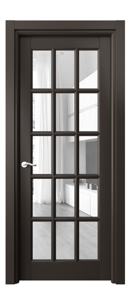 Межкомнатная дверь Лигнум 0708 Матовый антрацит Прозрачное стекло Цена 115299 ₽ | Volhovec