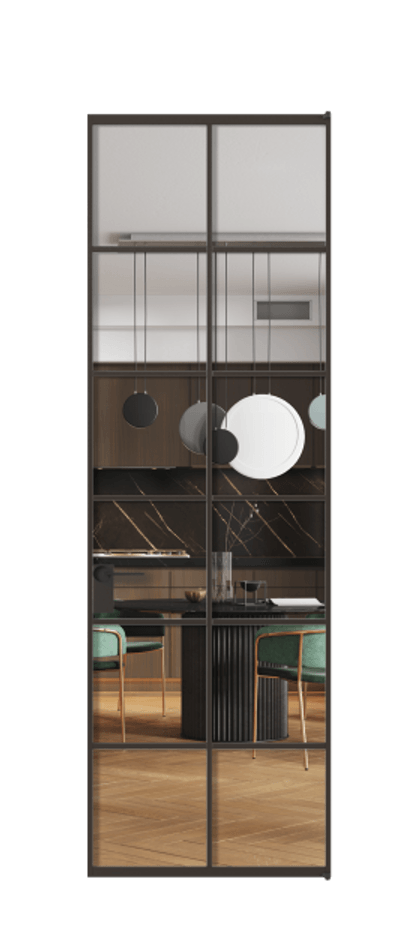 Алюминиевая дверь АЛПЛ040.05 Алюминий антрацит Прозрачное стекло "Crystal Vision", калёное, 6 мм Цена 24719720  | Volhovec