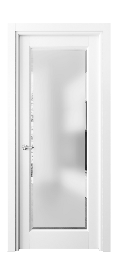 Межкомнатная дверь Тоскана Ромбо 6300 Матовый белоснежный Сатинированное стекло с фацетом Цена 94999 ₽ | Volhovec