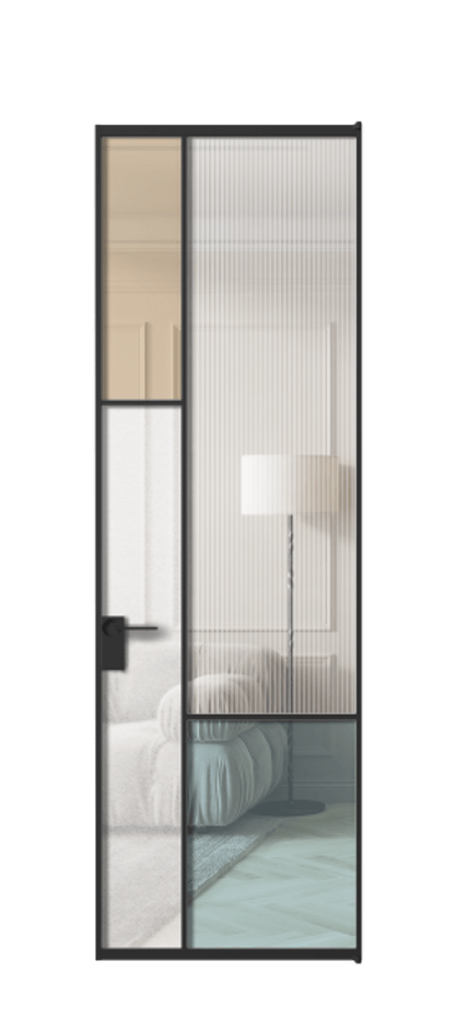 Межкомнатная дверь Мозаик АЛПЛ041.13 Алюминий Черный Комбинация стекол Группы 1 и Группы 3 Цена 166070 ₽ | Volhovec