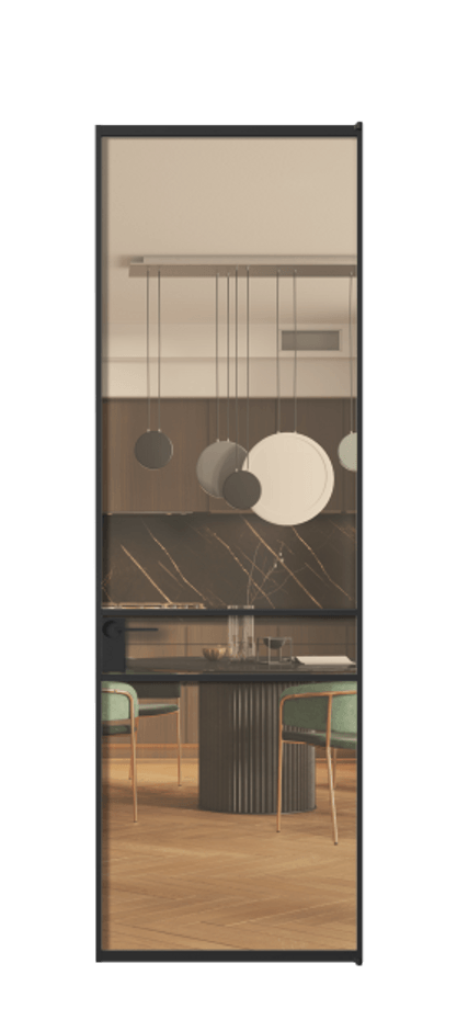 Алюминиевая дверь АЛПЛ040.02 Алюминий Черный Прозрачное оранжевое стекло, триплекс Цена 115420  | Volhovec