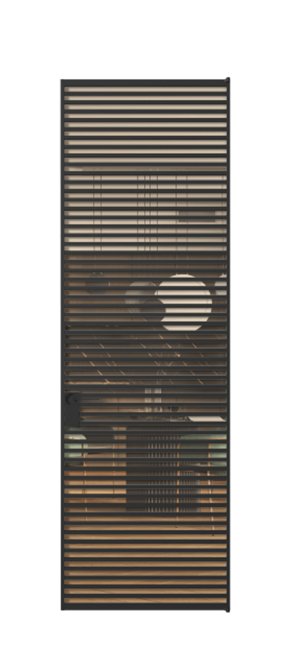 Алюминиевая дверь АЛПЛ040.07 Алюминий Черный Прозрачное оранжевое стекло, триплекс Цена 177520  | Volhovec