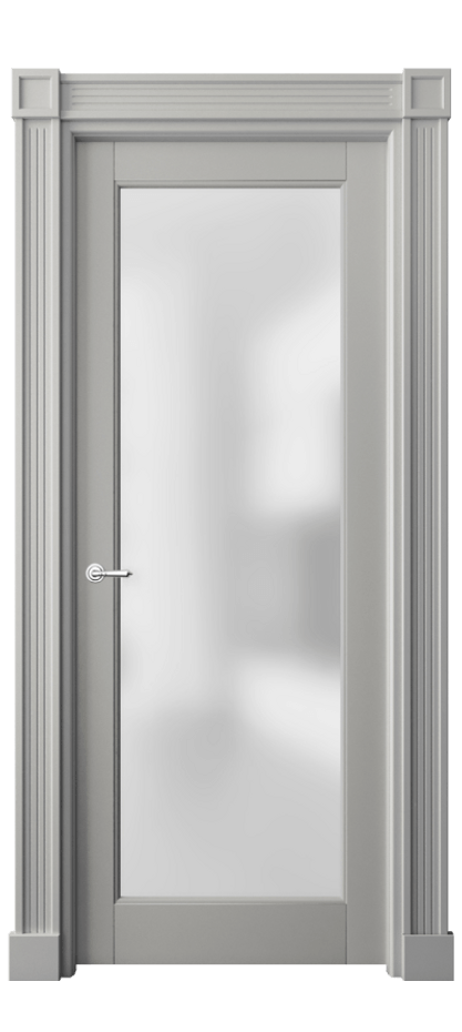Межкомнатная дверь Тоскана Элегантэ 6300 Матовый нейтральный серый Сатинированное стекло Цена 132439 ₽ | Volhovec