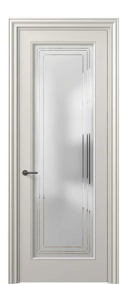 Межкомнатная дверь Маскот 8400 Матовый серый Сатинированное стекло с гравировкой "Грани", триплекс Цена 66824 ₽ | Volhovec