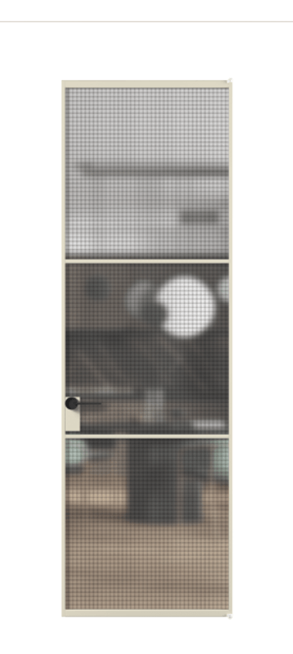 Алюминиевая дверь АЛПЛ040.03 Алюминий бежево-серый Декоративное стекло с сеткой "Mesh silver", триплекс, 6 мм Цена 117452  | Volhovec