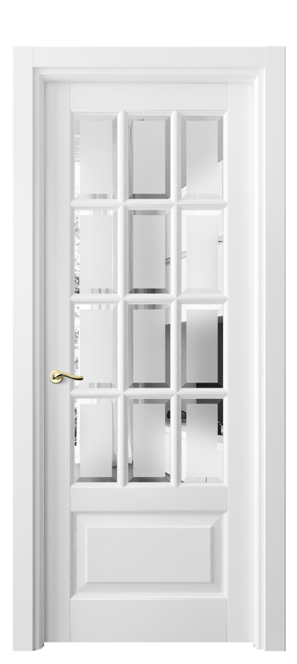Межкомнатная дверь Лигнум 0728 Матовый белоснежный Сатинированное стекло с фацетом Цена 119999 ₽ | Volhovec
