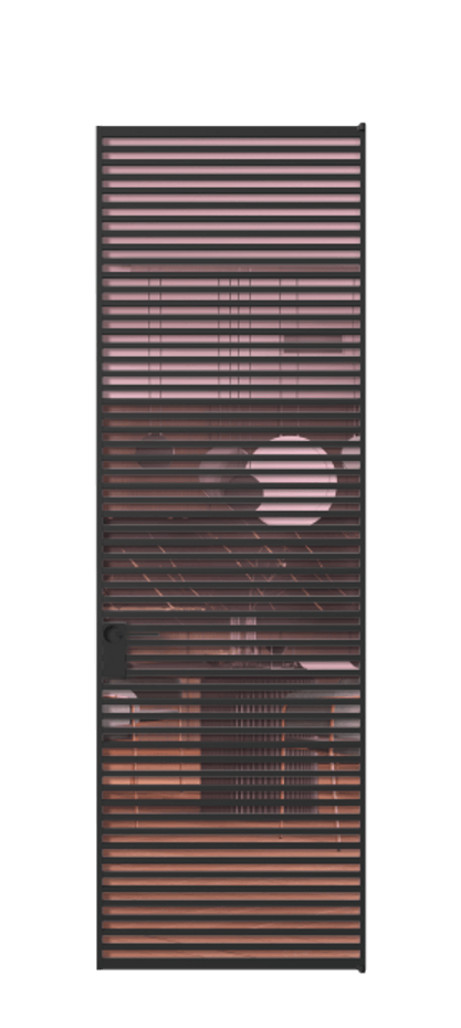 Алюминиевая дверь АЛПЛ040.07 Алюминий Черный Прозрачное розовое стекло, триплекс Цена 177520  | Volhovec