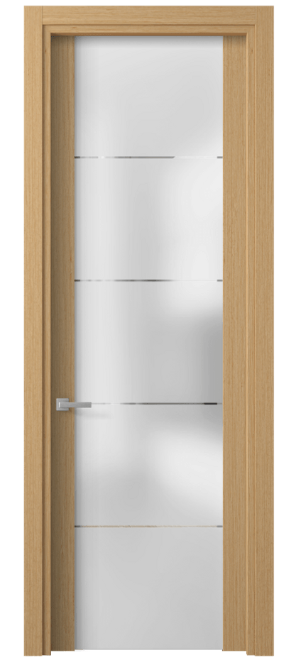 Межкомнатная дверь Planum 4114 Дуб песочный рифт Сатинированное стекло с гравировкой «КВАДРО», триплекс 8 мм Цена 58799 ₽ | Volhovec