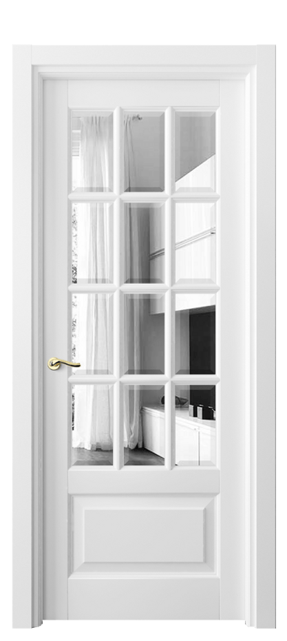 Межкомнатная дверь Лигнум 0728 Матовый белоснежный Двустороннее зеркало с фацетом, триплекс Цена 119999 ₽ | Volhovec