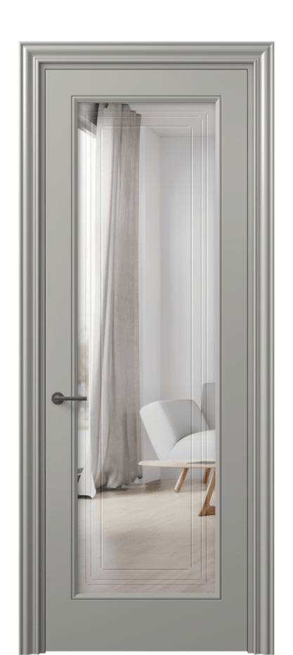 Межкомнатная дверь Маскот 8400 Матовый нейтральный серый Двустороннее зеркало с гравировкой "Грани"», триплекс Цена 68324 ₽ | Volhovec