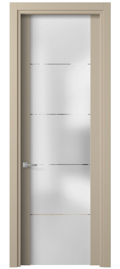 Межкомнатная дверь Planum 4114 ПЭТ серо-коричневый  Сатинированное стекло с гравировкой «КВАДРО», триплекс Цена 37799 ₽ | Volhovec