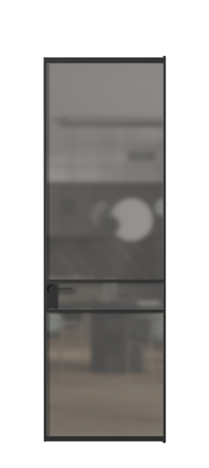 Алюминиевая дверь АЛПЛ040.02 Алюминий Черный Сатинированное серое стекло, триплекс Цена 115420  | Volhovec