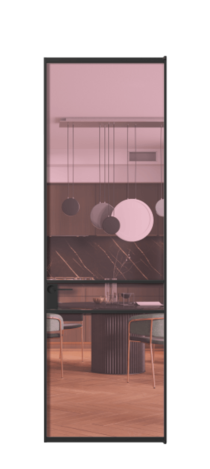 Алюминиевая дверь АЛПЛ040.02 Алюминий Черный Прозрачное розовое стекло, триплекс Цена 115420  | Volhovec