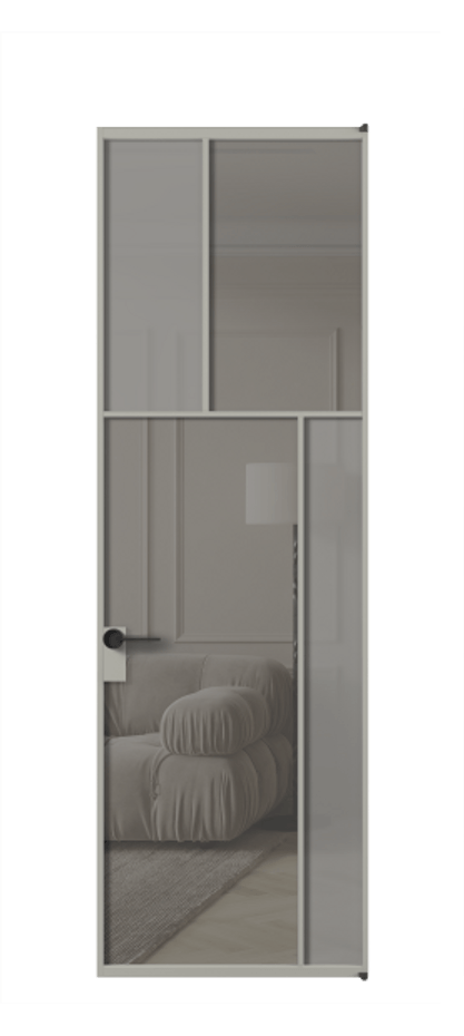 Межкомнатная дверь Mosaic АЛПЛ041.23 Алюминий нейтральный серый Сатинированное серое стекло, триплекс, 6 мм + Прозрачное серое стекло, триплекс, 6 мм Цена 25937720 so'm | Volhovec