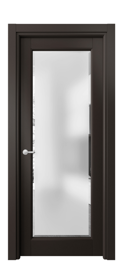 Межкомнатная дверь Тоскана Элегантэ 6300 Матовый антрацит Сатинированное стекло с фацетом Цена 94299 ₽ | Volhovec