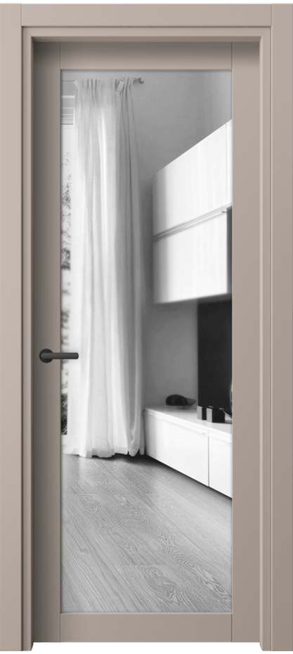 Межкомнатная дверь Neo 2102 ПЭТ серо-коричневый  Двустороннее зеркало, триплекс, 6 мм Цена 25359 ₽ | Volhovec