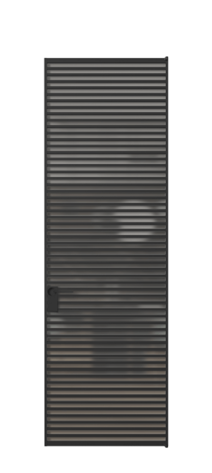 Алюминиевая дверь АЛПЛ040.07 Алюминий Черный Сатинированное серое стекло, триплекс Цена 177520  | Volhovec