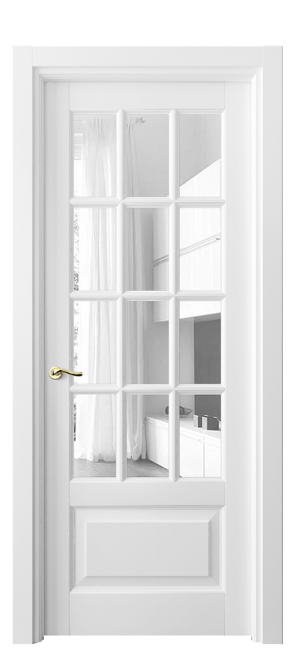Межкомнатная дверь Лигнум 0728 Матовый белоснежный Прозрачное стекло Цена 119999 ₽ | Volhovec