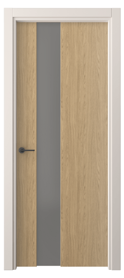Межкомнатная дверь Фридом 4224 Жемчужный дуб Сатинированное серое стекло, триплекс Цена 33474 ₽ | Volhovec