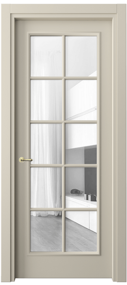 Межкомнатная дверь Париж 8102 Матовый бежево-серый Прозрачное стекло Цена 61724 ₽| Volhovec