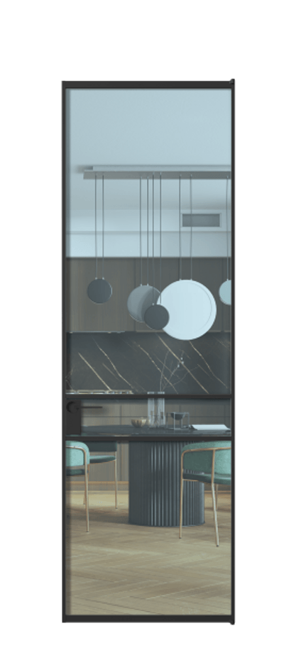 Алюминиевая дверь АЛПЛ040.02 Алюминий Черный Прозрачное голубое стекло, триплекс Цена 115420  | Volhovec