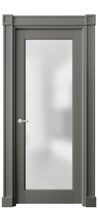 Межкомнатная дверь Тоскана Элегантэ 6300 Матовый классический серый Сатинированное стекло Цена 127639 ₽ | Volhovec
