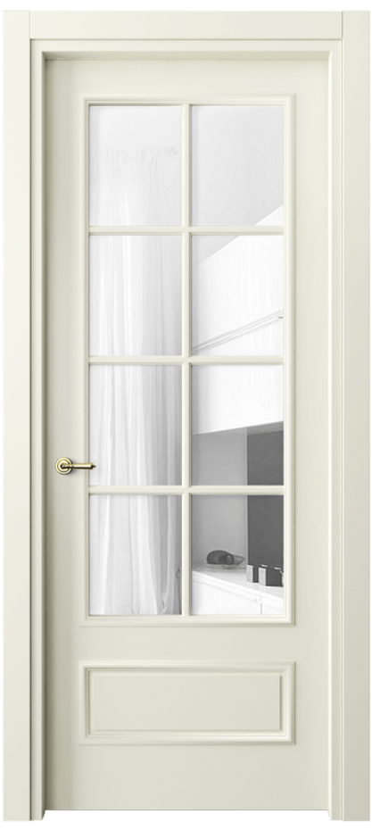 Межкомнатная дверь Париж 8112 Матовый молочно-белый Прозрачное стекло Цена 61724 ₽| Volhovec