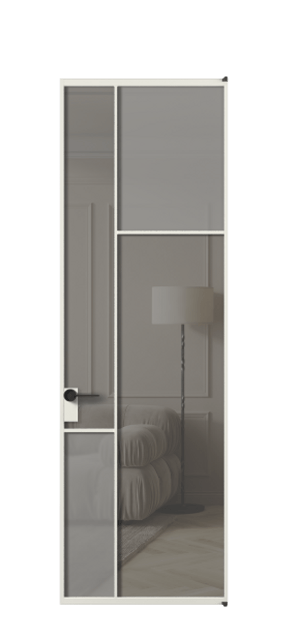 Межкомнатная дверь Mosaic АЛПЛ041.11 Алюминий серый Сатинированное серое стекло, триплекс, 6 мм + Прозрачное серое стекло, триплекс, 6 мм Цена 25937720 so'm | Volhovec