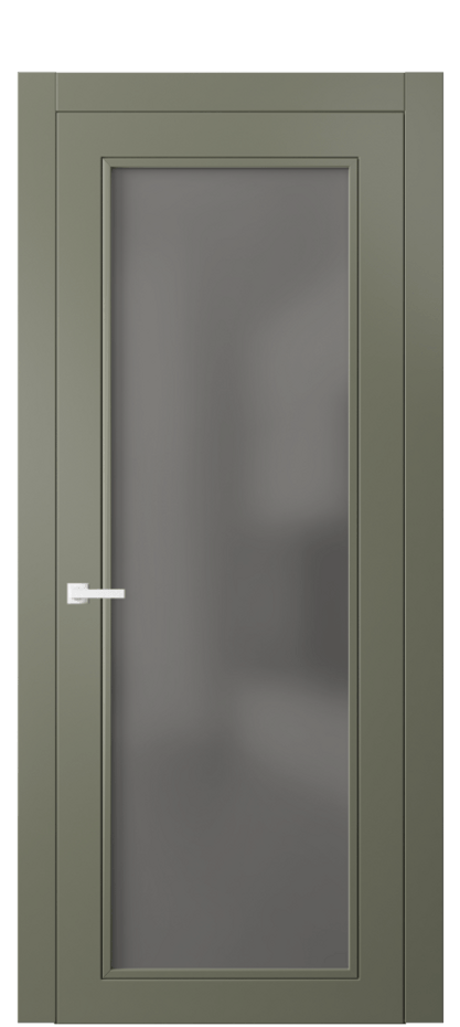 Межкомнатная дверь Neo Classic 8000 Матовый оливковый тёмный Сатинированное серое стекло, триплекс Цена 63119 ₽ | Volhovec