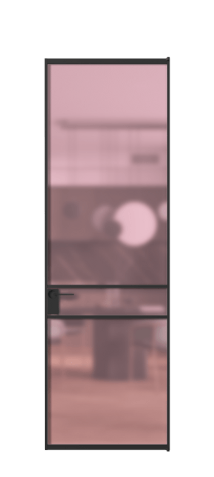 Алюминиевая дверь АЛПЛ040.02 Алюминий Черный Сатинированное розовое стекло, триплекс Цена 115420  | Volhovec