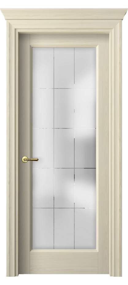 Межкомнатная дверь Галант 1402 Молочный ясень Сатинированное стекло с гравировкой "Лофт" Цена 33695 ₽ | Volhovec