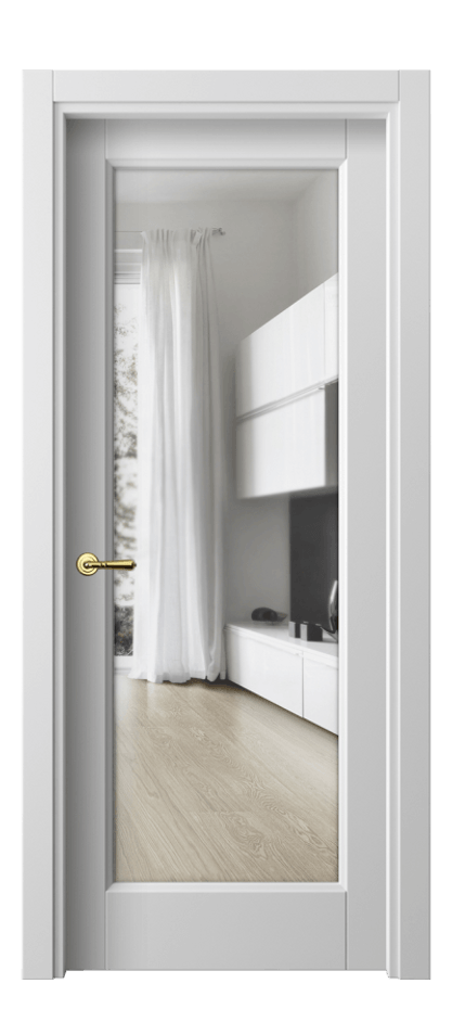 Межкомнатная дверь Galant 1402 Матовый белоснежный Прозрачное стекло, 4 мм Цена 39359 ₽ | Volhovec