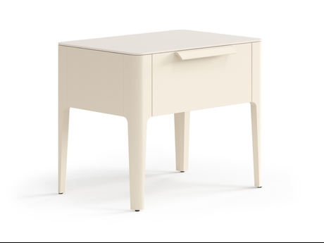 Мебель Тумба прикроватная Пьега 1 ящик. Цвет Матовый светло-бежевый. Материал Гладкая эмаль. Коллекция Тумба прикроватная Пьега 1 ящик. Картинка.