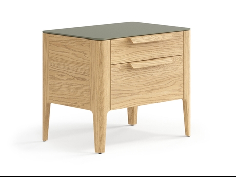 Мебель Тумба прикроватная Piega 2 ящика. Цвет Дуб соломенный матовый. Материал Массив дуба матовый. Коллекция Тумба прикроватная Piega 2 ящика. Картинка.