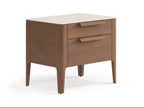 Мебель Тумба прикроватная Piega 2 ящика. Цвет Дуб каштановый матовый. Материал Массив дуба матовый. Коллекция Тумба прикроватная Piega 2 ящика. Картинка.