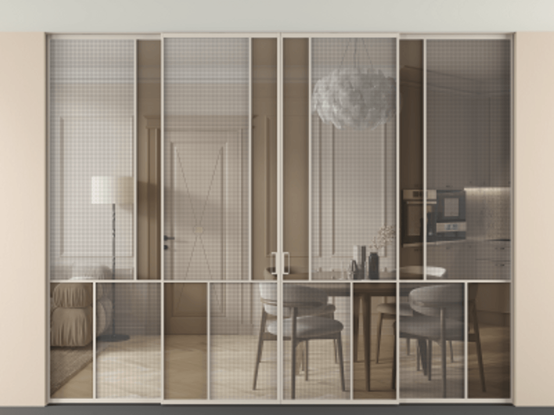 Перегородка Mosaic внутри проема четырёхстворчатая в потолок #VENDORCODE# #FURNISH# #GLASS# Цена #PRICE# #CURRENCY# | Volhovec