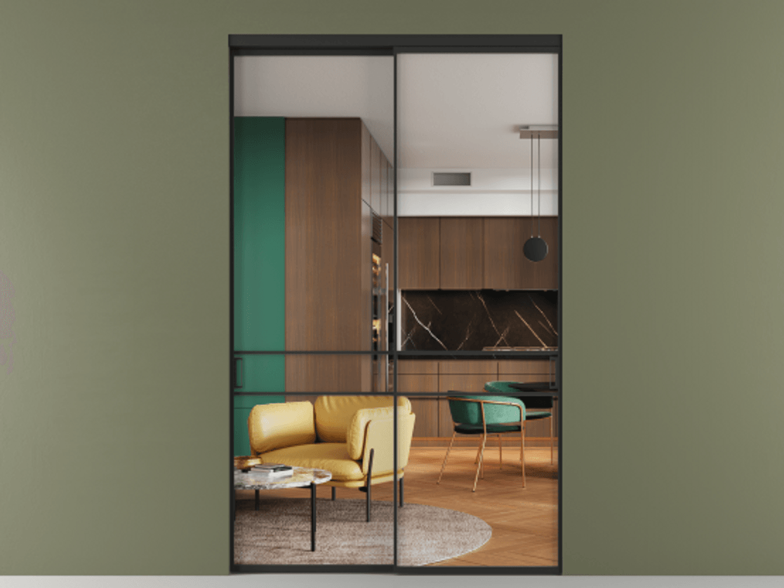 Перегородка Формато внутри проёма 2 створки АЛПР 040.02 Алюминий Черный Прозрачное стекло "Кристал Вижн", калёное. Скрытый короб ЧЕР Цена 225300 ₽ 1. Полотно 2 шт. (800/2100 мм)
2. Комплект установки раздвижной системы
3. Базовый комплект фурнитуры
4.Ручка Рондо. Фабрика дверей Волховец 8 (800) 551 43 19 Перегородка Формато внутри проёма 2 створки АЛПР 040.02 Алюминий Черный Прозрачное стекло "Кристал Вижн", калёное Цена 225300 ₽ | Volhovec