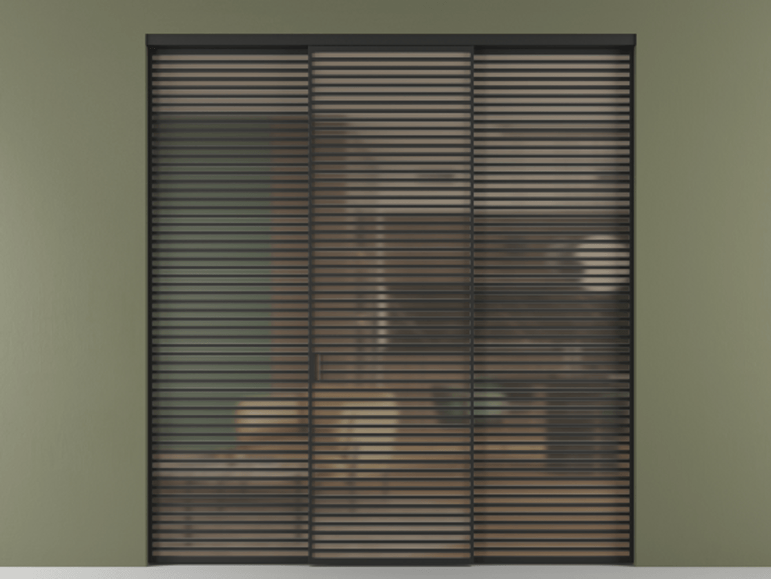 Перегородка Formato внутри проёма 3 створки АЛПР 040.07 Алюминий Черный Сатинированное бронзовое стекло, триплекс. Скрытый короб ЧЕР Цена 561500 ₽ 1. Полотно 3 шт. (800/2100 мм)
2. Комплект установки раздвижной системы
3. Базовый комплект фурнитуры
4.Ручка RONDO. Фабрика дверей Волховец 8 (800) 551 43 19 Перегородка Formato внутри проёма 3 створки АЛПР 040.07 Алюминий Черный Сатинированное бронзовое стекло, триплекс Цена 561500 ₽ | Volhovec