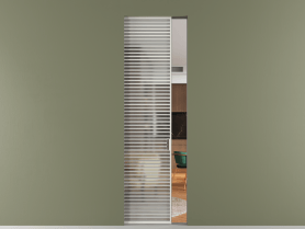 Алюминевая перегородка АЛПР 040.077 МСР Matelux Crystalvision. Цвет Алюминий серый. Материал Алюминий в эмали. Коллекция Перегородка Formato скрытый пенал одностворчатая. Картинка.