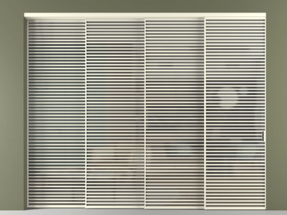 Алюминевая перегородка АЛПР 040.07_АМБ_Серый сатин триплекс_new. Цвет Алюминий молочно-белый. Материал Алюминий в эмали. Коллекция Перегородка Formato внутри проёма телескопик синхро 3. Картинка.