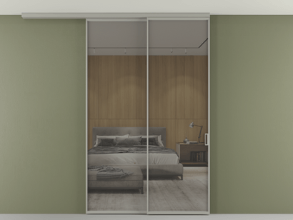 Алюминевая перегородка АЛПР 040.01_АНСР_Stopsol Grey_new. Цвет Алюминий нейтральный серый. Материал Алюминий в эмали. Коллекция Перегородка Formato вдоль стены на потолок телескопик синхро 2. Картинка.