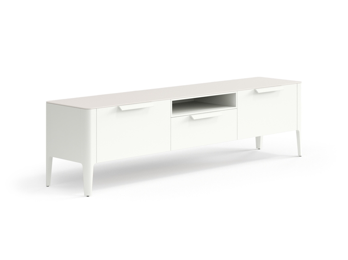 Мебель ТВ тумба Piega. Цвет Матовый жемчужный. Материал Гладкая эмаль. Коллекция ТВ тумба Piega. Картинка.