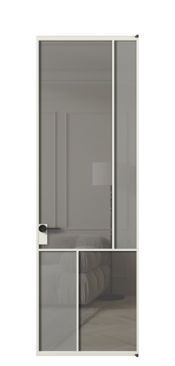 Дверь межкомнатная АЛПЛ041.21 АСР Серый сатин матовое + Серый прозрачное. Цвет Алюминий серый. Материал Алюминий в эмали. Коллекция Мозаик. Картинка.