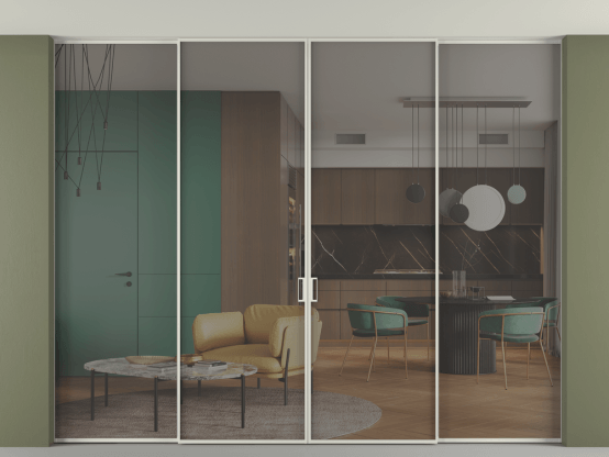 Алюминевая перегородка p2+2_01 Серый триплекс БЕЛ. Цвет Алюминий Белый. Материал Алюминий. Коллекция Перегородка Formato внутри проёма скрытое крепление в потолок 4 створки. Фото. Алюминевая перегородка p2+2_01 Серый триплекс БЕЛ. Цвет Алюминий Белый. Материал Алюминий. Коллекция Перегородка Formato внутри проёма скрытое крепление в потолок 4 створки. Картинка.