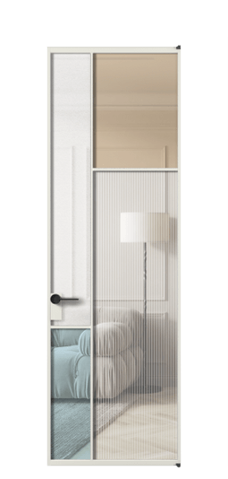 Дверь межкомнатная АЛПЛ041.11 АСР 4 стекла. Цвет Алюминий серый. Материал Алюминий в эмали. Коллекция Mosaic. Картинка.