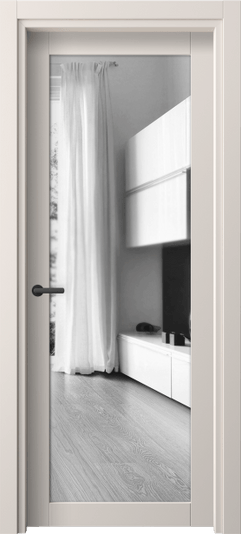 Дверь межкомнатная 2102 ПЭТБ Двустороннее зеркало. Цвет ПЭТ тёплый-белый. Материал ПЭТ. Коллекция Neo. Картинка.