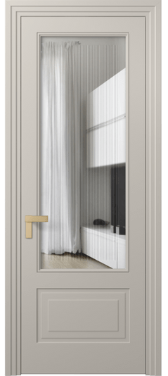 Дверь межкомнатная 8342 МСБЖ Прозрачное стекло с гравировкой Rocca. Цвет Матовый светло-бежевый. Материал Гладкая эмаль. Коллекция Rocca. Картинка.