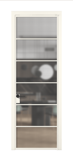 Дверь межкомнатная АЛПЛ040.04 АПБЛ MS. Цвет Алюминий пудровый белый. Материал Алюминий в эмали. Коллекция Formato. Картинка.