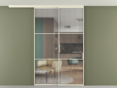 Перегородка Formato вдоль стены на потолок 2 створки с синхронным механизмом