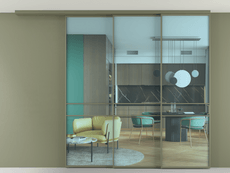 Перегородка Formato вдоль стены на потолок 3 створки с синхронным механизмом